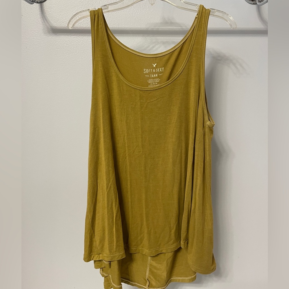Mustard green tank. American eagle soft and sexy